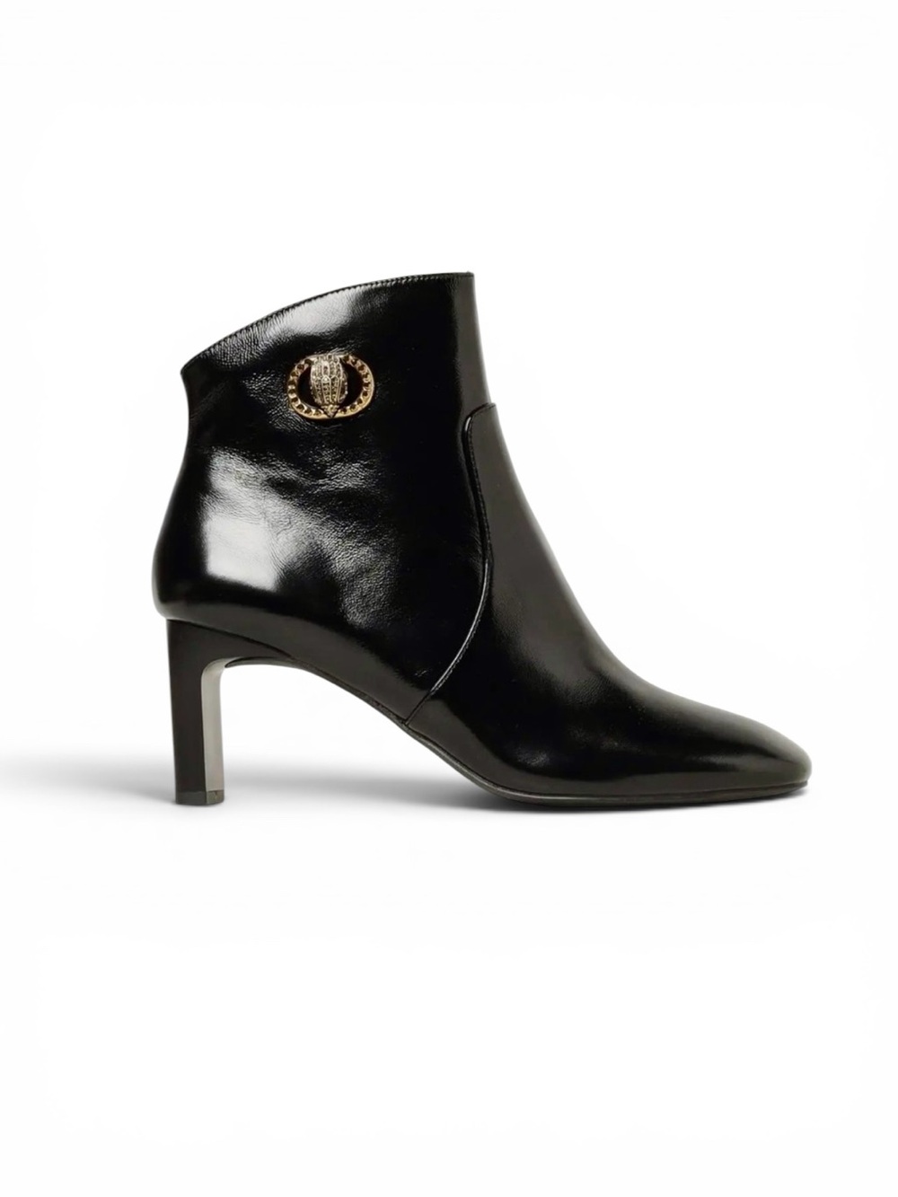 Kurt Geiger Black London Chelsea Square Toe Eagle Leather Boots Sz 38.5 (8) NWT